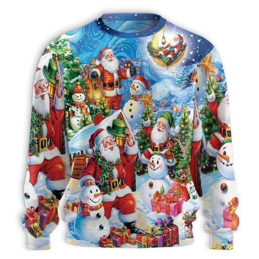 Santa Clause in Snow Sweatshirt – Christmas 3D All Over Print Design