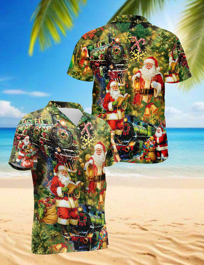 Skull Santa Christmas Hawaiian Shirt for Men, Button Down Aloha Shirt - Azhawaiian