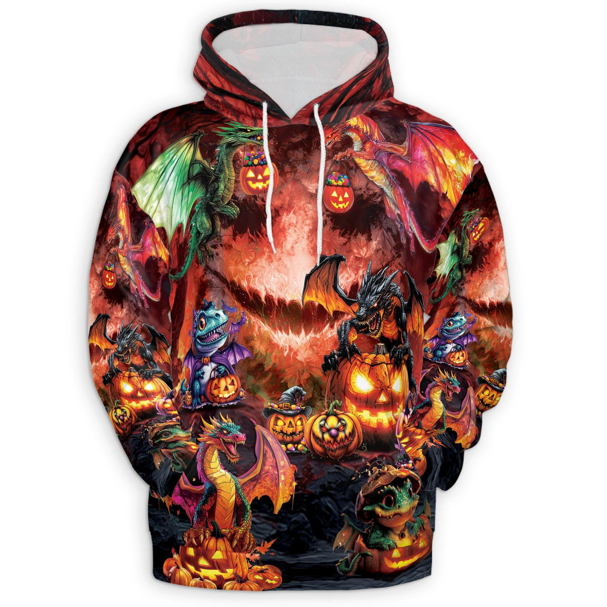 Halloween Dragon All Over Print Hoodie, Graphic Design Mythology Dragon