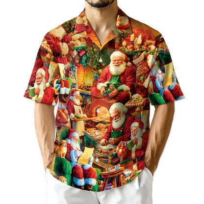 Santa Claus Workshop Christmas Hawaiian Shirt for Men, Button Down Aloha Shirt - Azhawaiian