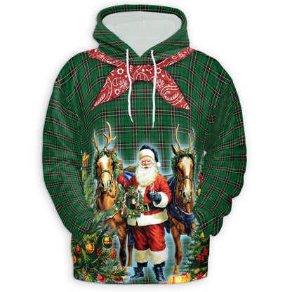 Santa Claus Cowboy Christmas Pattern All Over Print Hoodie