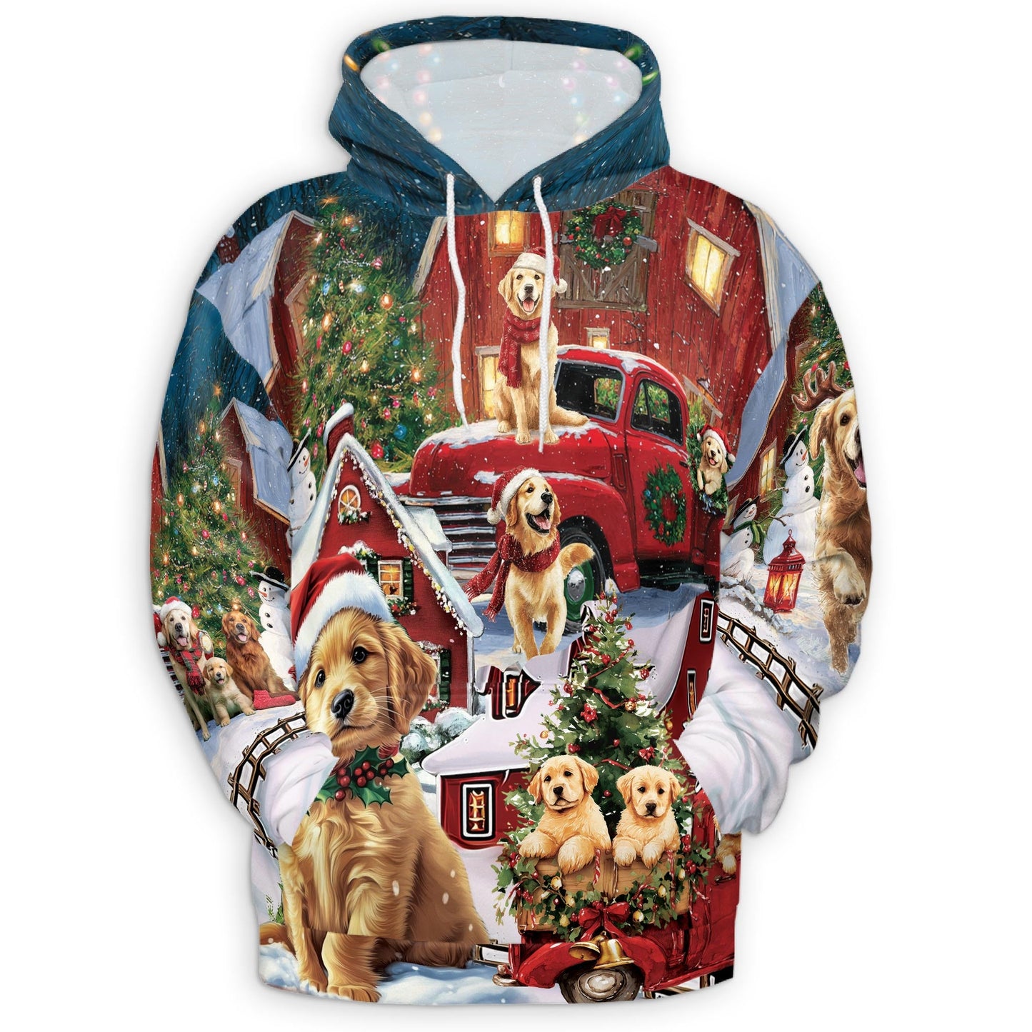 Golden Retriever Christmas All Over Print Hoodie, Dog Lover Gift, Graphic Design