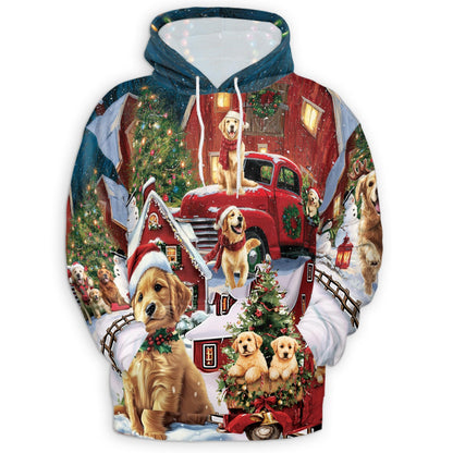 Golden Retriever Christmas All Over Print Hoodie, Dog Lover Gift, Graphic Design