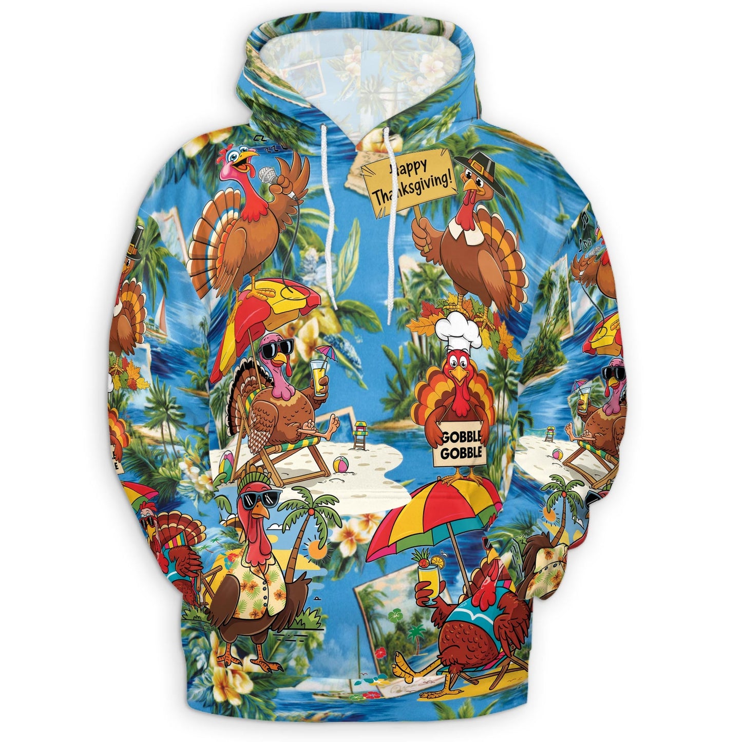 Turkey Happy Thanksgiving All Over Print Hoodie, Graphic Design Funny Turkey
