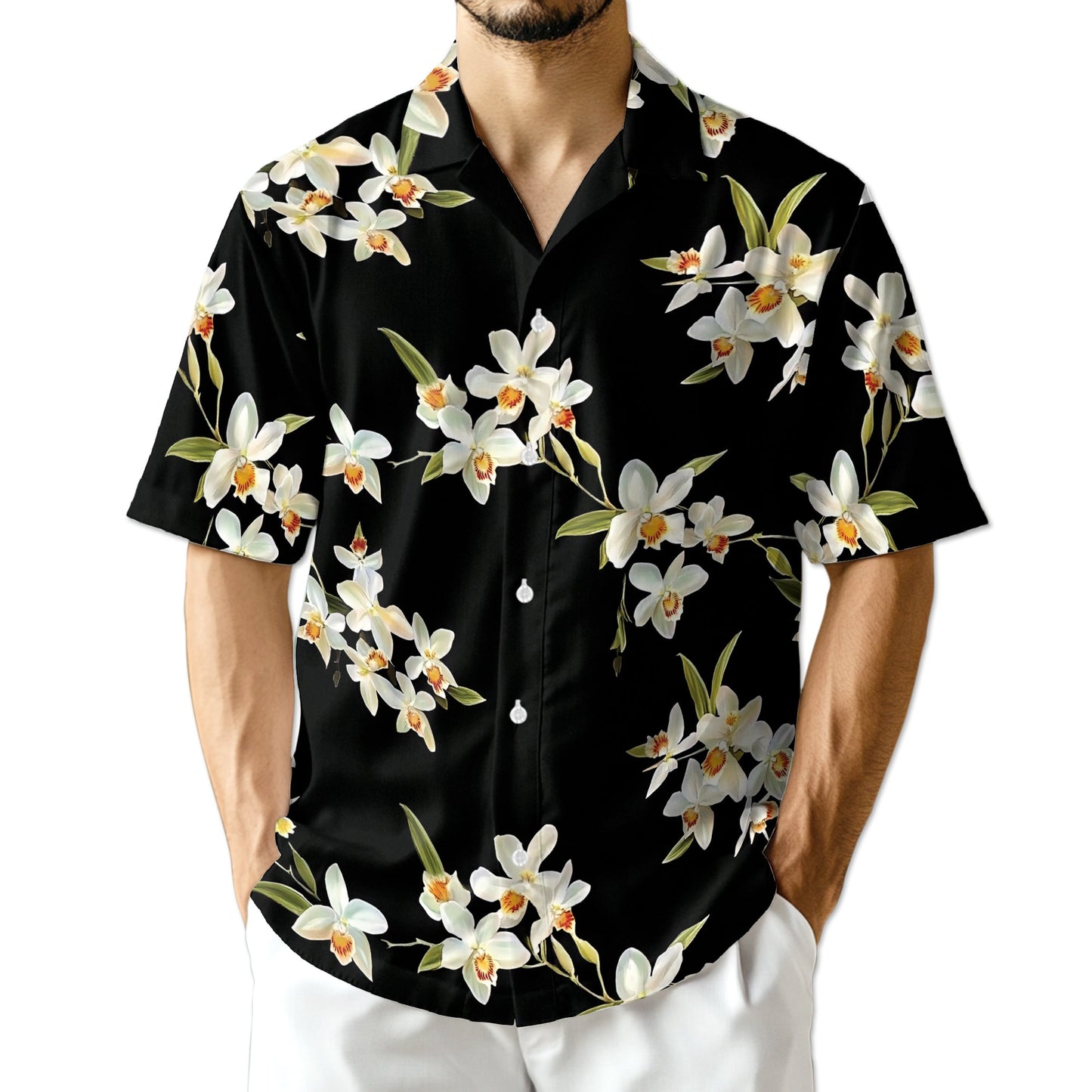 Orchid Hawaiian Shirt for Men, Button Down Aloha Shirt - Azhawaiian