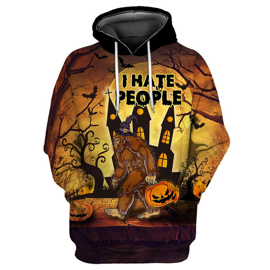 I hate People Bigfoot Funny Halloween All Over Print Unisex Hoodie