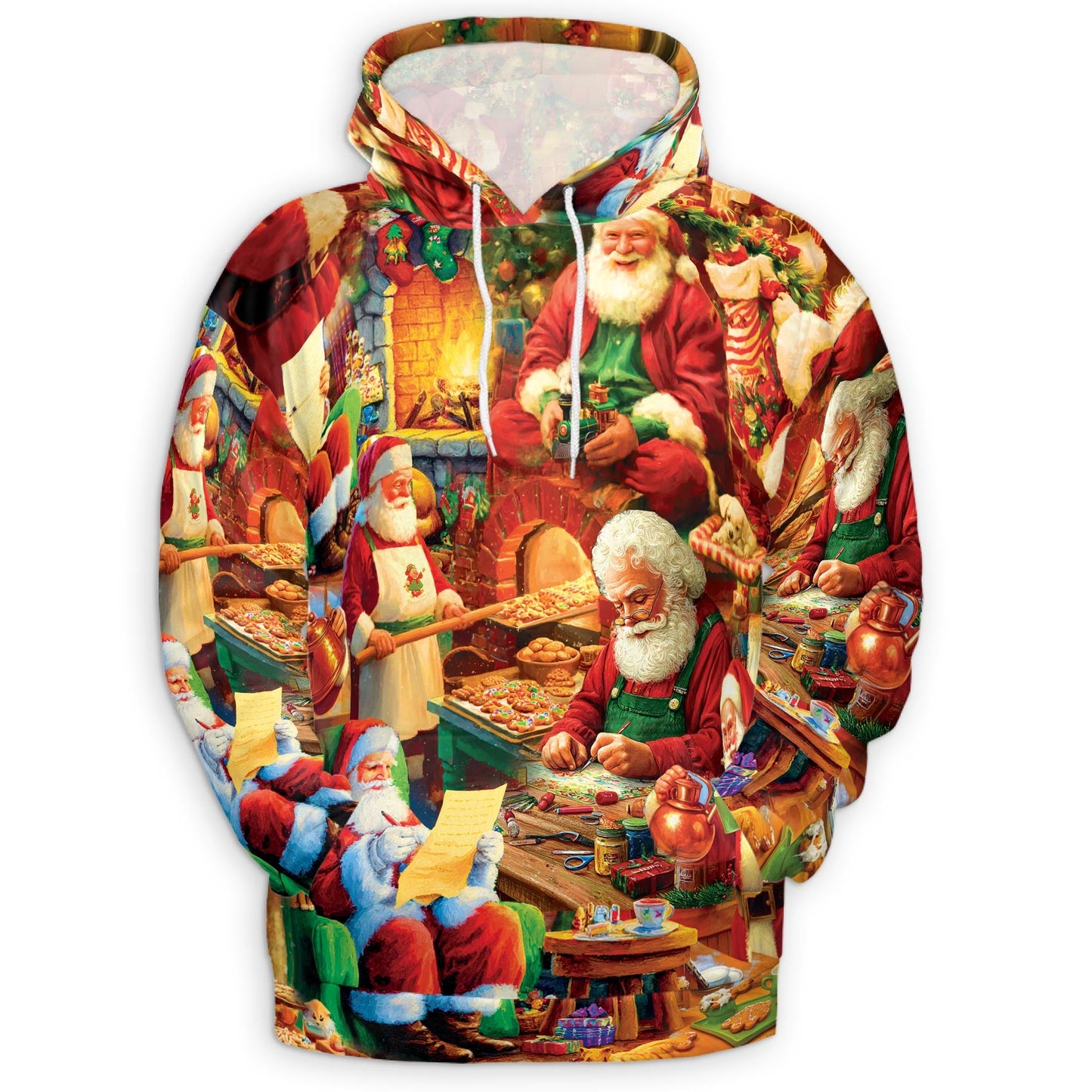 Santa Claus Workshop Christmas All Over Print Hoodie, Graphic Design