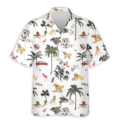 Golden Retriever Hawaiian 3D Polo Shirt | Azhawaiian