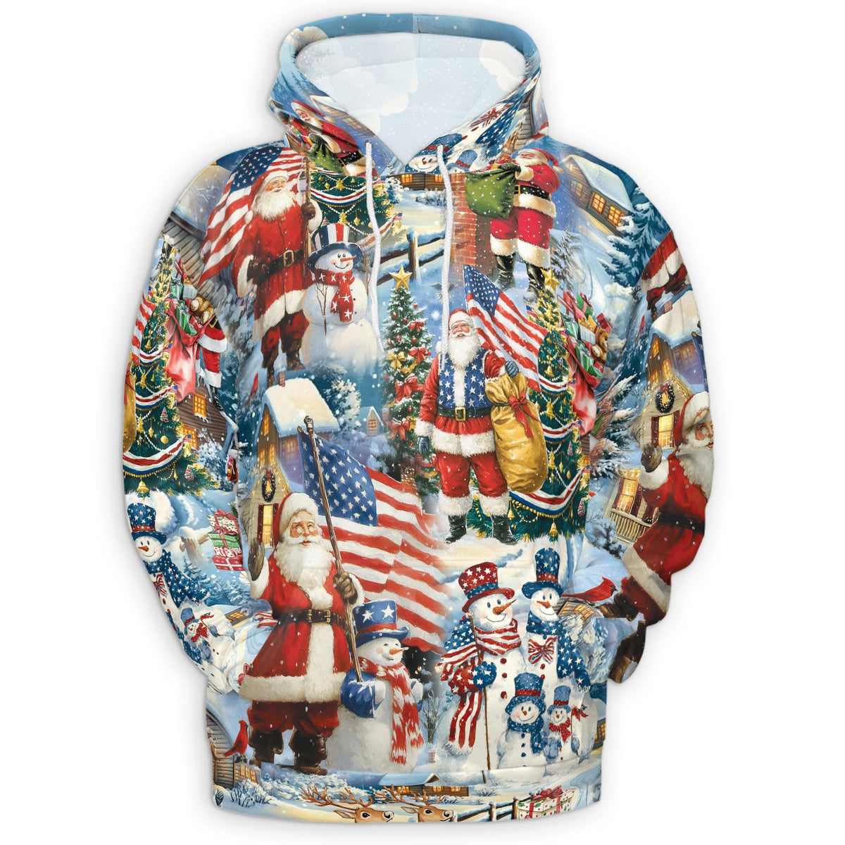 Santa Claus American Flag Christmas All Over Print Hoodie