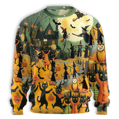Halloween Black Cat Witch Sweatshirt – Colorful Graphic 3D All Over Print Design