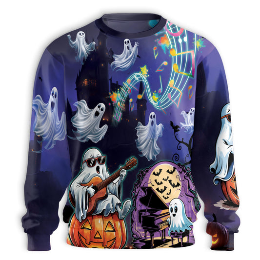 Halloween Ghost and Pumpkin Sweatshirt – Colorful Graphic 3D All Over Print Design