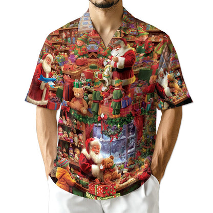Santa Claus Workshop Hawaiian Shirt for Men, Button Down Aloha Shirt - Azhawaiian