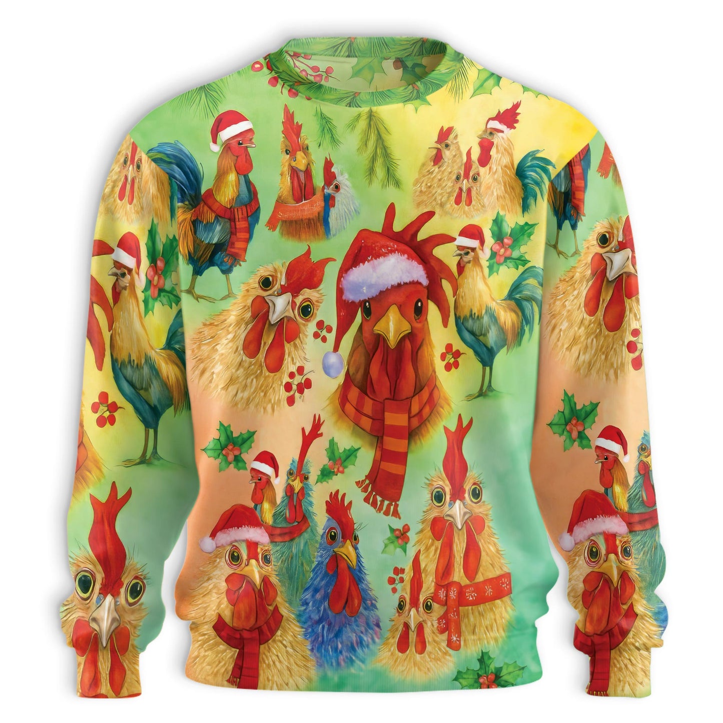 Funny Christmas Rooster Unisex Sweatshirt – Christmas 3D All Over Print Design