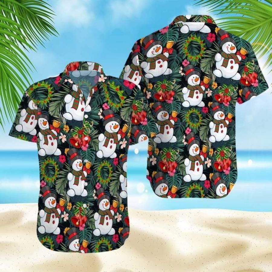 Funny Snowman Christmas ding dong Hawaiian Aloha Shirts #V