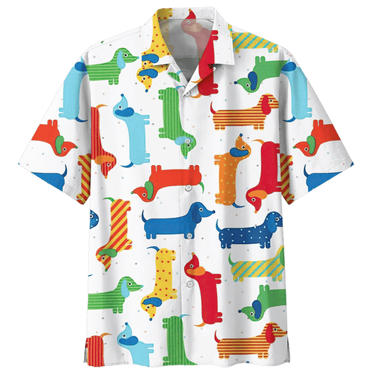 Colorful Dachshund So Cute Unisex Hawaiian Shirts