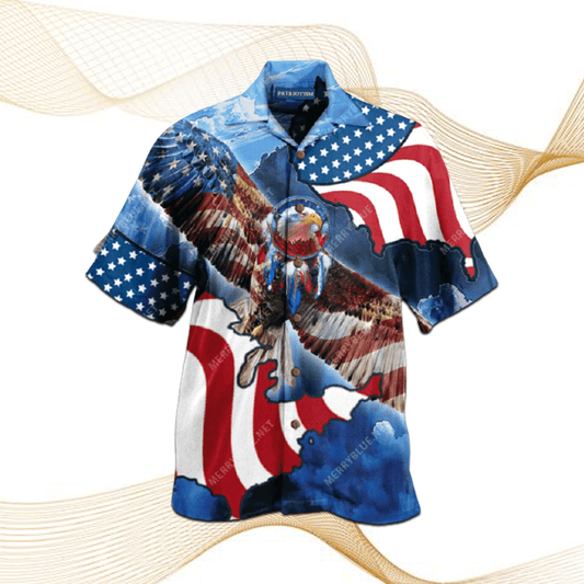 American Flag Special Patriotic Eagle Hawaiian Aloha Shirt #V