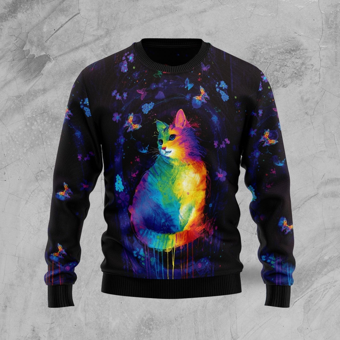 Cat Colorful Ugly Christmas Sweater 