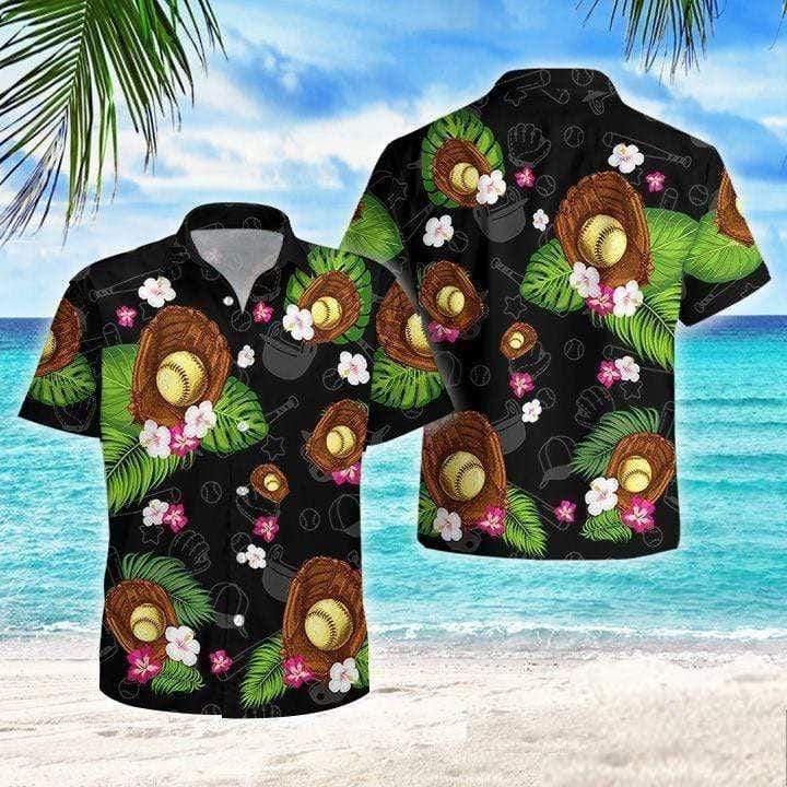 Softball Beach Vibe Tropical Hawaiian Aloha Shirts #DH