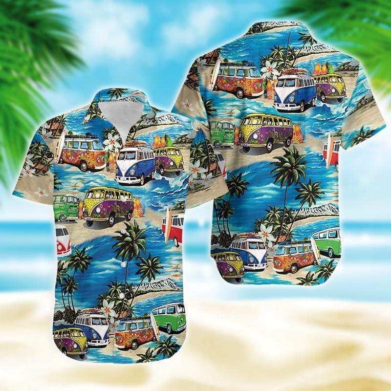 Camping Bus Island Aloha Hawaiian Shirts