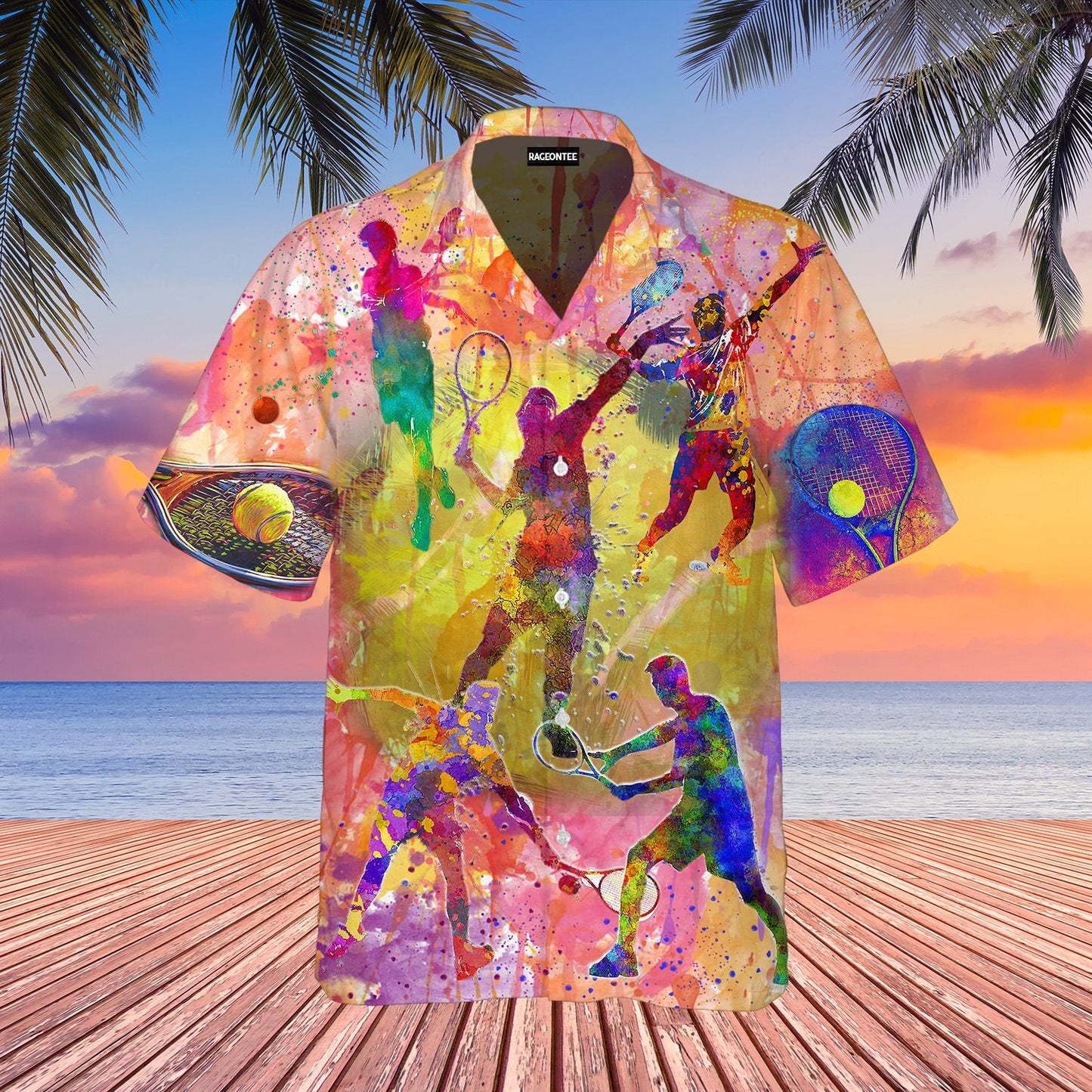 Colorful Playing Tennis Man Hawaiian Shirt | For Men &amp;amp; Women | Adult | Wt1418