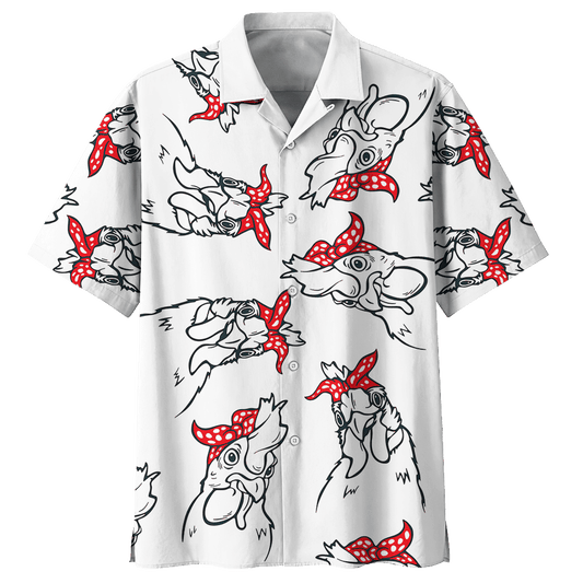 Chicken   White Awesome Design Unisex Hawaiian Shirt  