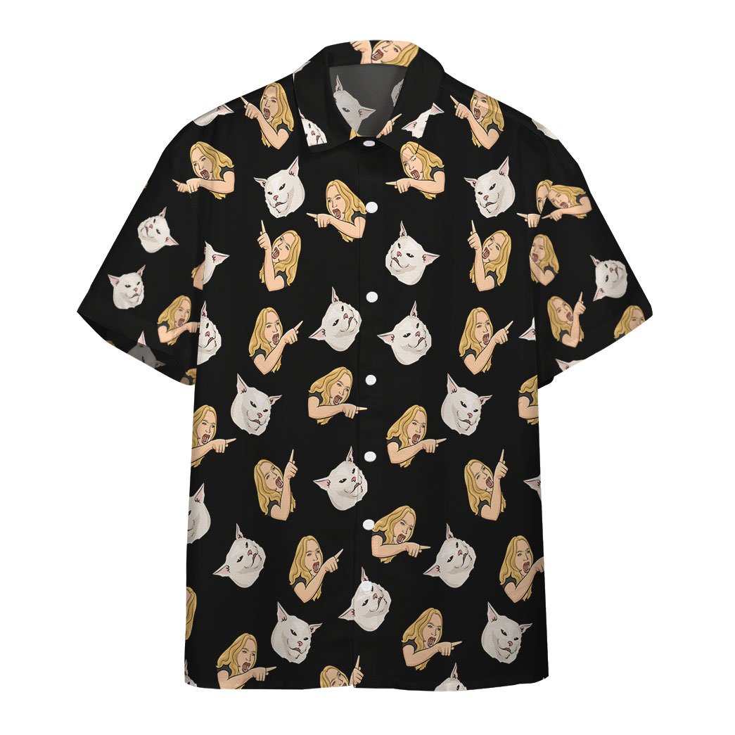  3D Woman Yelling At A Cat Custom Hawaii Shirt