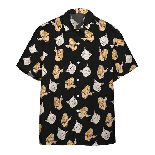  3D Woman Yelling At A Cat Custom Hawaii Shirt