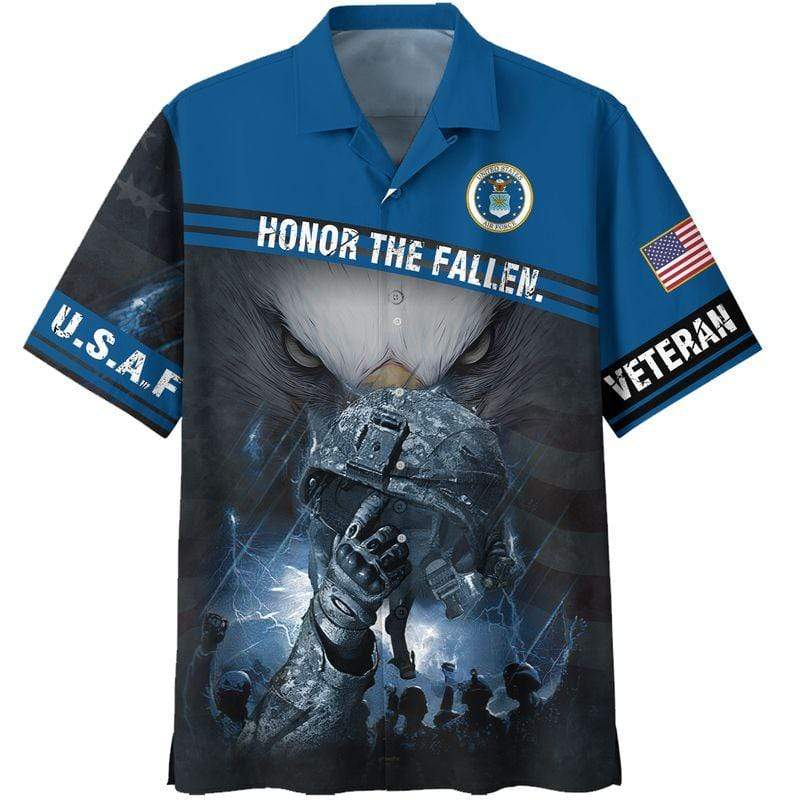 Army Helmet Honor The Fallen US Air Force Unisex Hawaiian Shirts