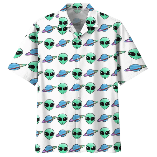 Alien  White Awesome Design Unisex Hawaiian Shirt 