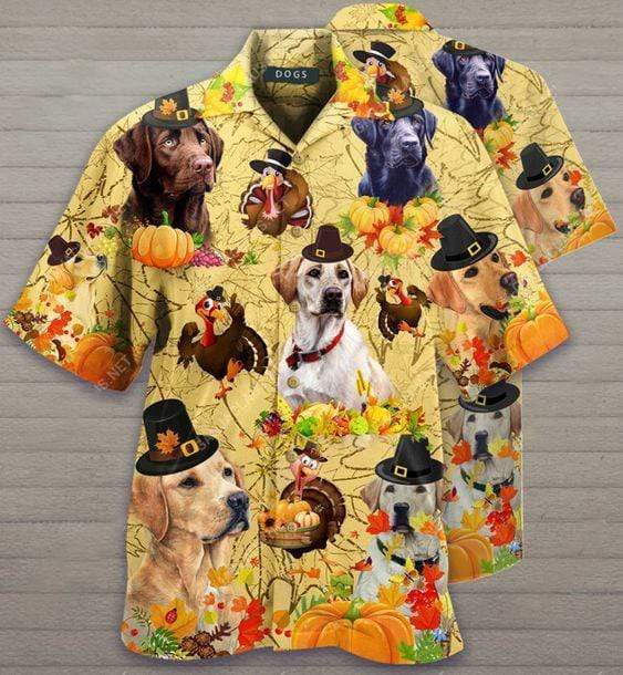 Hawaiian Aloha Shirts Thanksgiving Turkey With Labrador Retriever