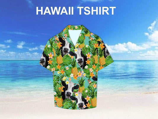 Cow Pineapple Flower Tropical Hawaiian Aloha Shirts