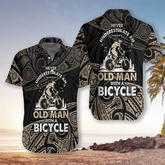 Never Underestimate An Old Men With A Bicycle Hawaiian Shirt #H