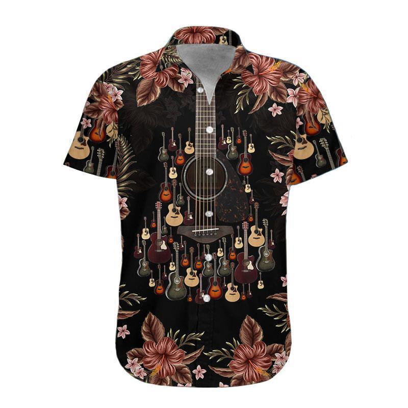 Acoustic Guitar 3D All Over Printed Hawaiian Shirt | Unique Beach