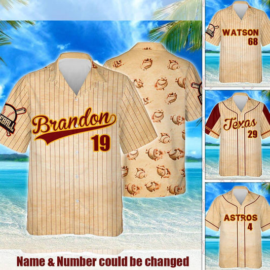 Personalized Name & Number Baseball Hawaiian Shirt Pn591Hwct