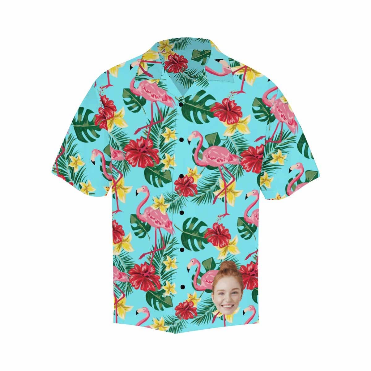 Custom Face Flamingo Men's All Over Print Hawaiian Shirt