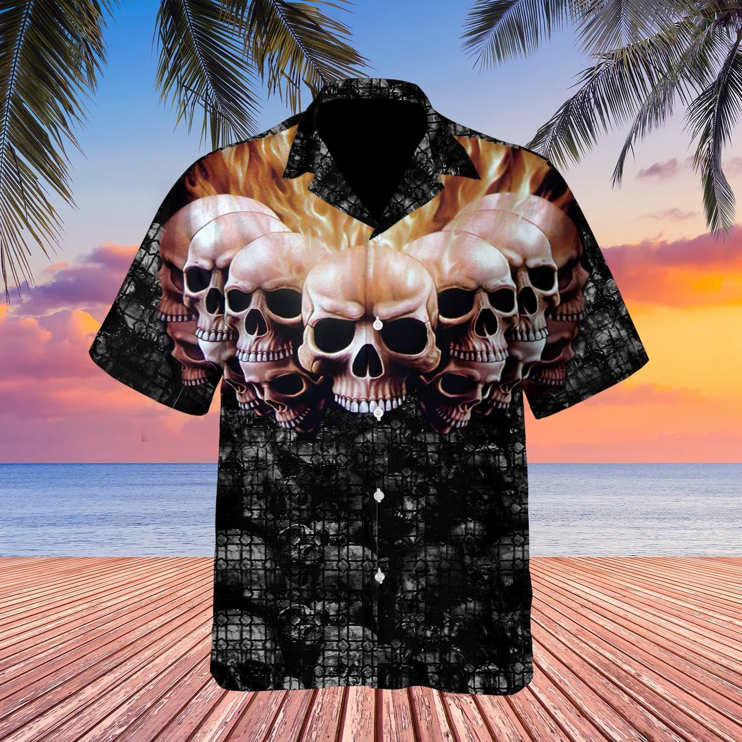 Burning Skull Halloween Hawaiian Shirt | For Men & Women | Adult | HW9151