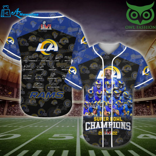 2022 Super bowl champion Los Angeles Rams Baseball Jersey Shirt