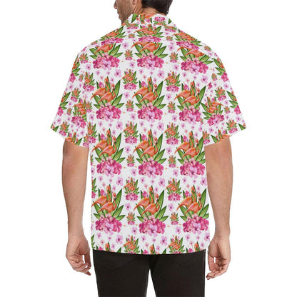 Flamingo Pink Hibiscus Pattern Mens All Over Print Hawaiian Shirt