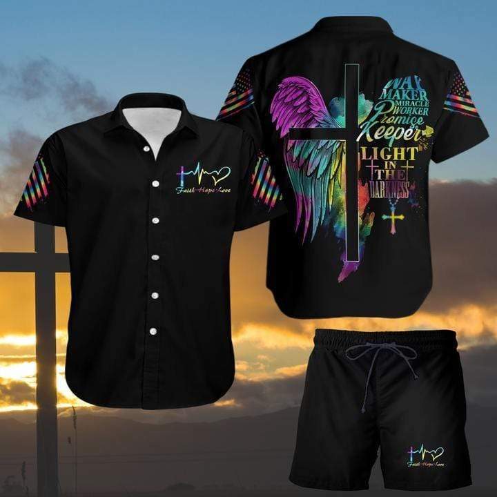 Way Maker Miracle and Faith Hope Love Hawaiian Shirts OR Shorts 