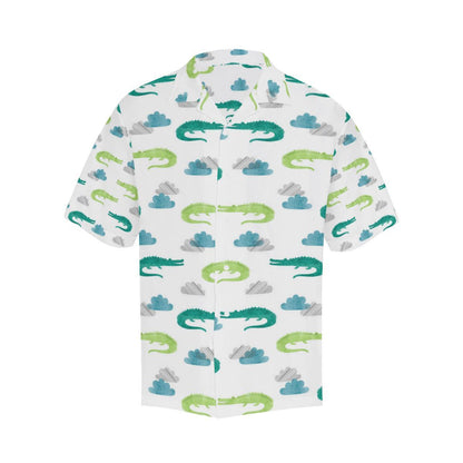 Watercolor Crocodile Pattern Mens All Over Print Hawaiian Shirt