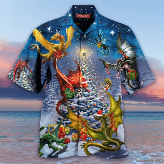 Dragons Merry Christmas Hawaiian Aloha Shirts