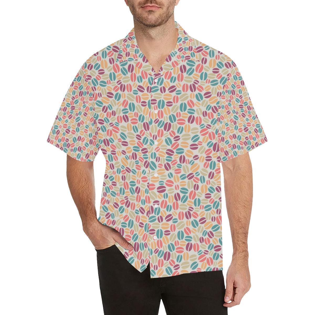 Colorful Coffee Bean Pattern Mens All Over Print Hawaiian Shirt