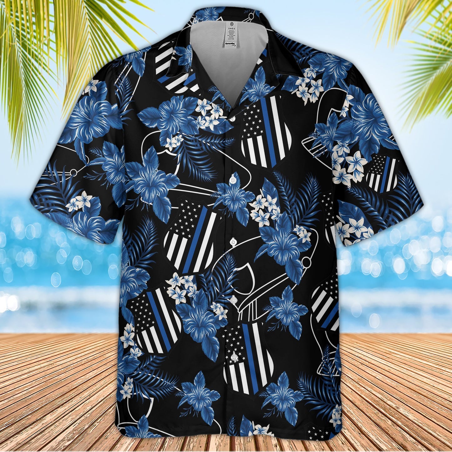 Thin Blue Line Hawaii Shirt POLICE SEAMLESS PATTERN HAWAIIAN SHIRT