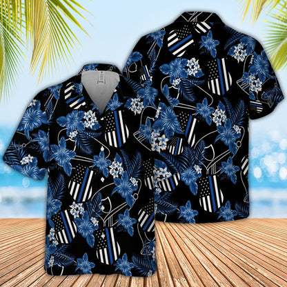 Thin Blue Line Hawaii Shirt POLICE SEAMLESS PATTERN HAWAIIAN SHIRT