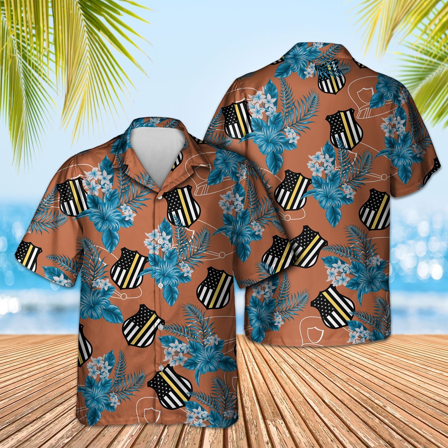 Thin Blue Line Hawaii Shirt POLICE SEAMLESS PATTERN HAWAIIAN SHIRT