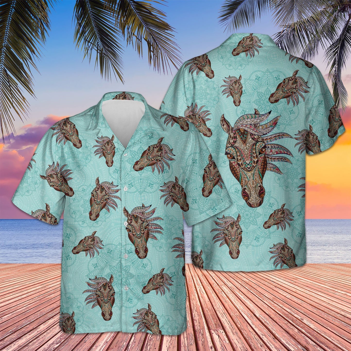 COLORFUL PATTERN HORSE HAWAIIAN SHIRT