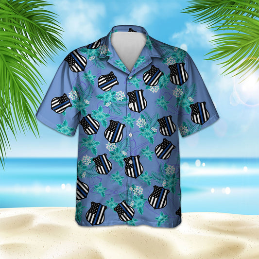 Thin Blue Line Hawaii Shirt POLICE SEAMLESS PATTERN HAWAIIAN SHIRT