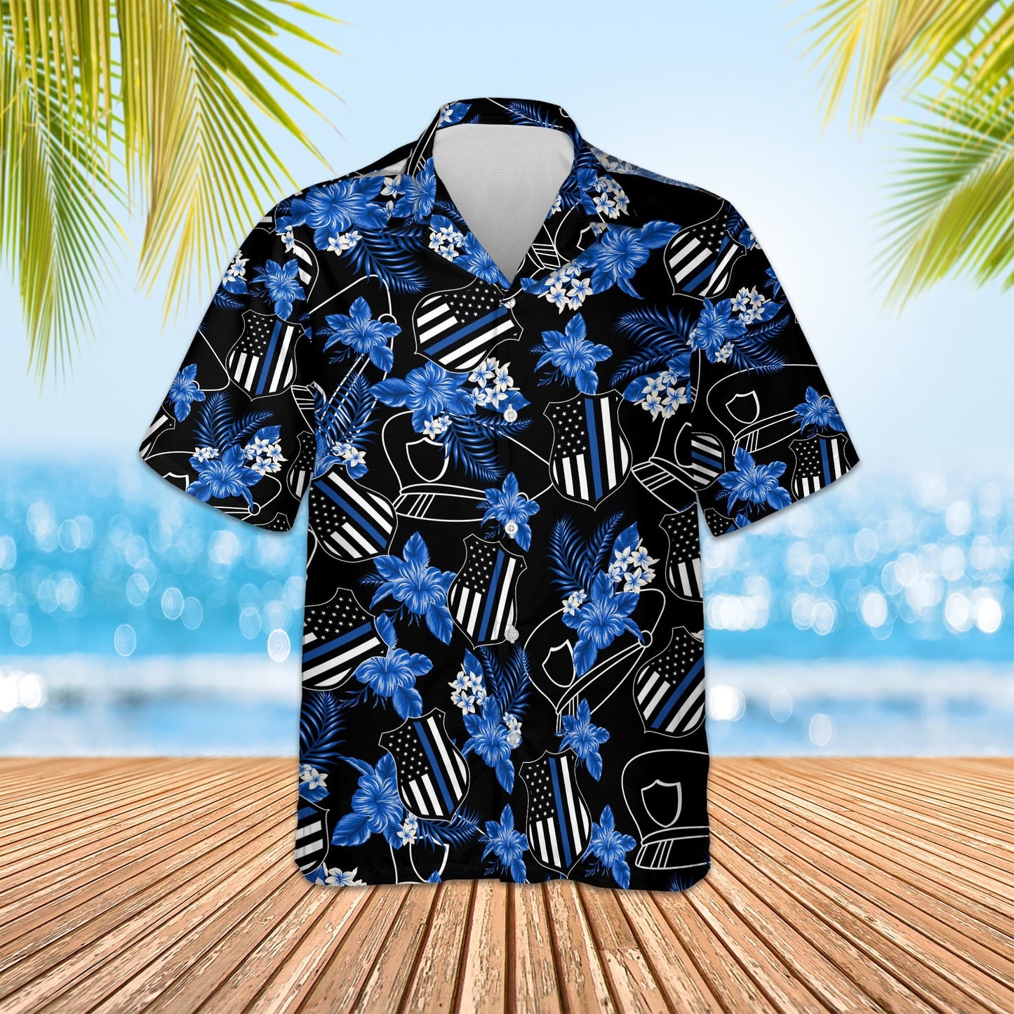 Thin Blue Line Hawaii Shirt POLICE SEAMLESS PATTERN HAWAIIAN SHIRT