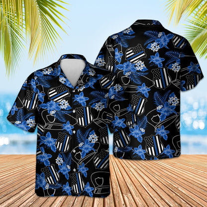 Thin Blue Line Hawaii Shirt POLICE SEAMLESS PATTERN HAWAIIAN SHIRT