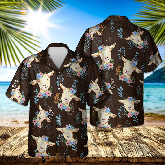 FUNNY FLORAL GOAT HAWAIIAN SHIRT